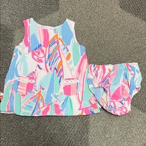 NWOT Lilly Pulitzer Colorful Sleeveless Dress and Bloomers Set 6-12 months